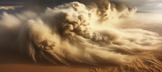 Sandstorm dust at desert. Generative AI technology