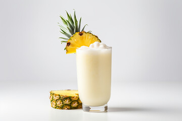 Pina colada Cocktail isolated in white background, AI Generated.