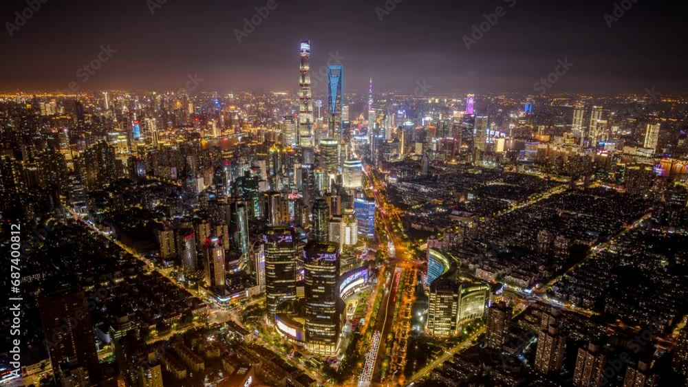 Poster aerial photography of shanghai city scenery