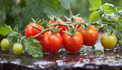 雨上がりのミニトマト