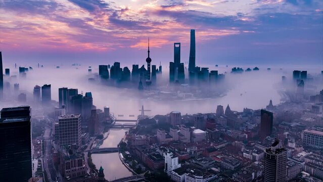 Aerial photography of Shanghai city scenery