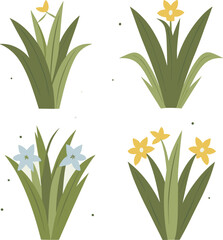 daffodils in grass vector