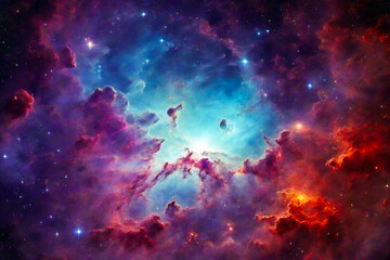 Nebula in deep space with stars. Created using generative AI tools