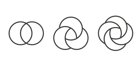 Venn diagram line circles chart infographic. Vector icon on line style. Editable stroke. EPS 10 - obrazy, fototapety, plakaty