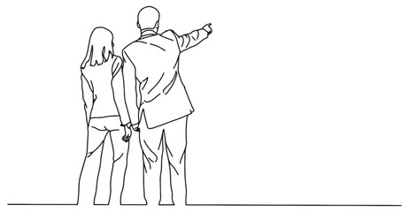 outline of group business people standing pointing. minimalist man woman one line simple isolated on a transparent background.