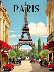 eiffle tower poster design illustration
