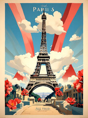 eiffle tower poster design illustration