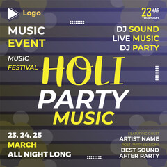 Happy holi social media facebook post design | indian Holi festival post | color festival design | promotion colod splash indian holi concept design template, holi party festival culture day template