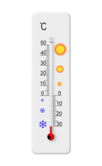 Celsius scale thermometer isolated on transparent background. Ambient temperature minus 30 degrees