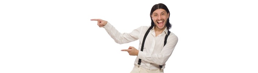 Man in funny concept isolated on white