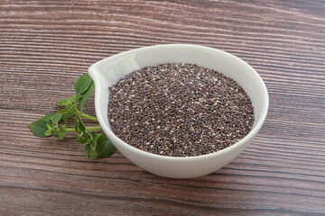 Dietary chia seeds in the bowl