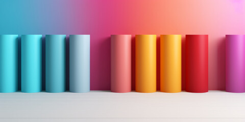 rolls of colored wallpaper with images of different colors 3d rendering generative ai