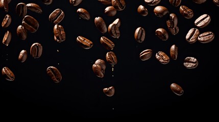 Falling coffee beans. Generative AI