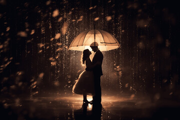 Capturing Love: A Romantic Moment Between a Couple Illuminated by Amazing Lights, A Beautiful Scene.
