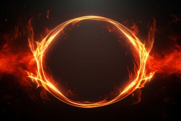 Lines in fire frame template with sparks and light rays, Generative AI