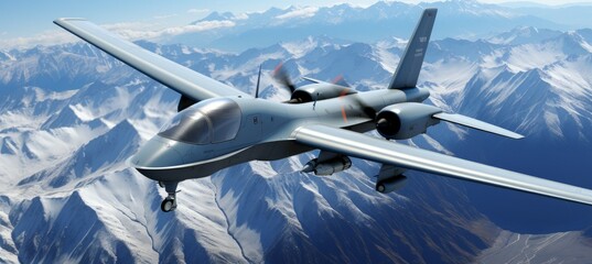 Surveillance military drone do spying mission. Generative AI technology.