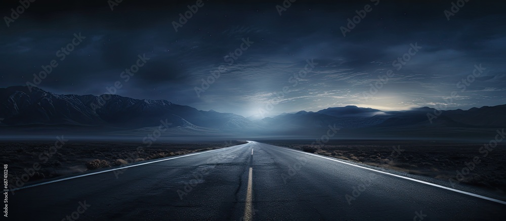 Wall mural deserted highway after dark.