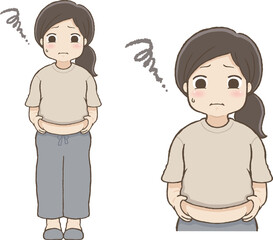 お腹の肉をつまむぽっちゃり女子