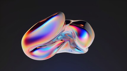 3D background. Abstract dispersion glass .Futuristic blob with rainbow. Liquid shape in 4K. Holographic spectrum colors. Seamless 3D. Prism, iridescent, Generative AI