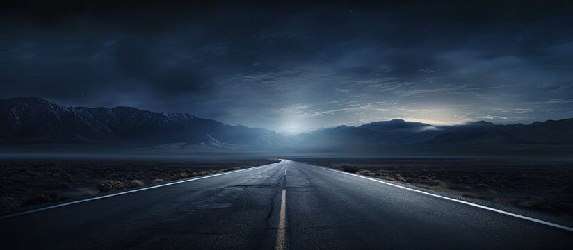 Deserted highway after dark.