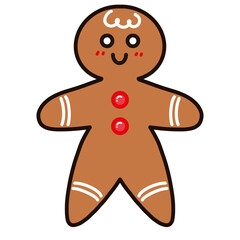 Christmas homemade gingerbread cookies. Gingerbread hand drawn illustration. Gingerbread character, cheerful gingerbread, Christmas funny decoration