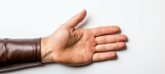 Man hand open gesture. Generative AI technology.