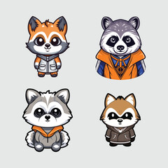 Racoon tshirt design kawaii style colorful