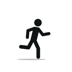 Fototapeta na wymiar Human figure icon, silhouette of a fast moving man, stick man running, isolated on a white background, fashionable flat design style