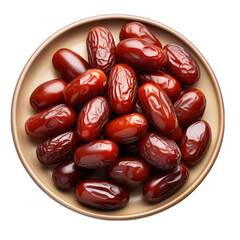 Top View of a Jujube on a Plate Isolated on Transparent or White Background, PNG