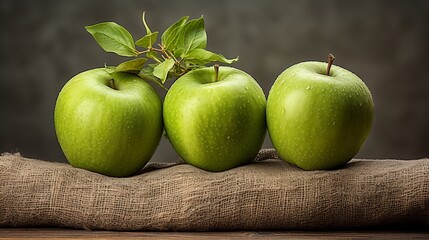 Vibrant Visual of Luscious Green Apples on Unprocessed, Eco friendly Paper Background