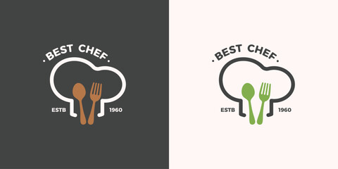 Best Chef Logo and Label for Design Menu Restaurant or Cafe Vector Illustration 09 - obrazy, fototapety, plakaty