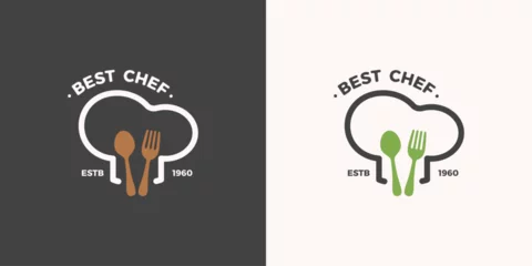 Fotobehang Best Chef Logo and Label for Design Menu Restaurant or Cafe Vector Illustration 09 © yusilo