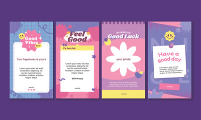 Set of cute funny social media story template
