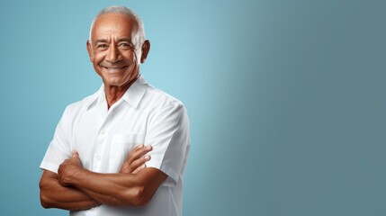 Smiling Senior Hispanic Man with Crossed Arms