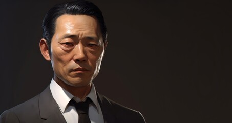 Obraz premium Pensive Asian Businessman in Suit