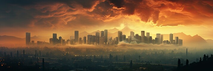 Fototapeta premium Air pollution in city, Generative AI