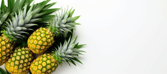 Fototapeta premium Pineapples. Copy space for text and advert. Generative AI technology.