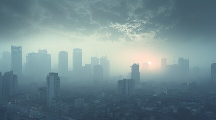 Fototapeta premium Air pollution in city, Generative AI