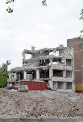 house damage breaking broken pile ruined destroy Ukraine homelessness sky copy space