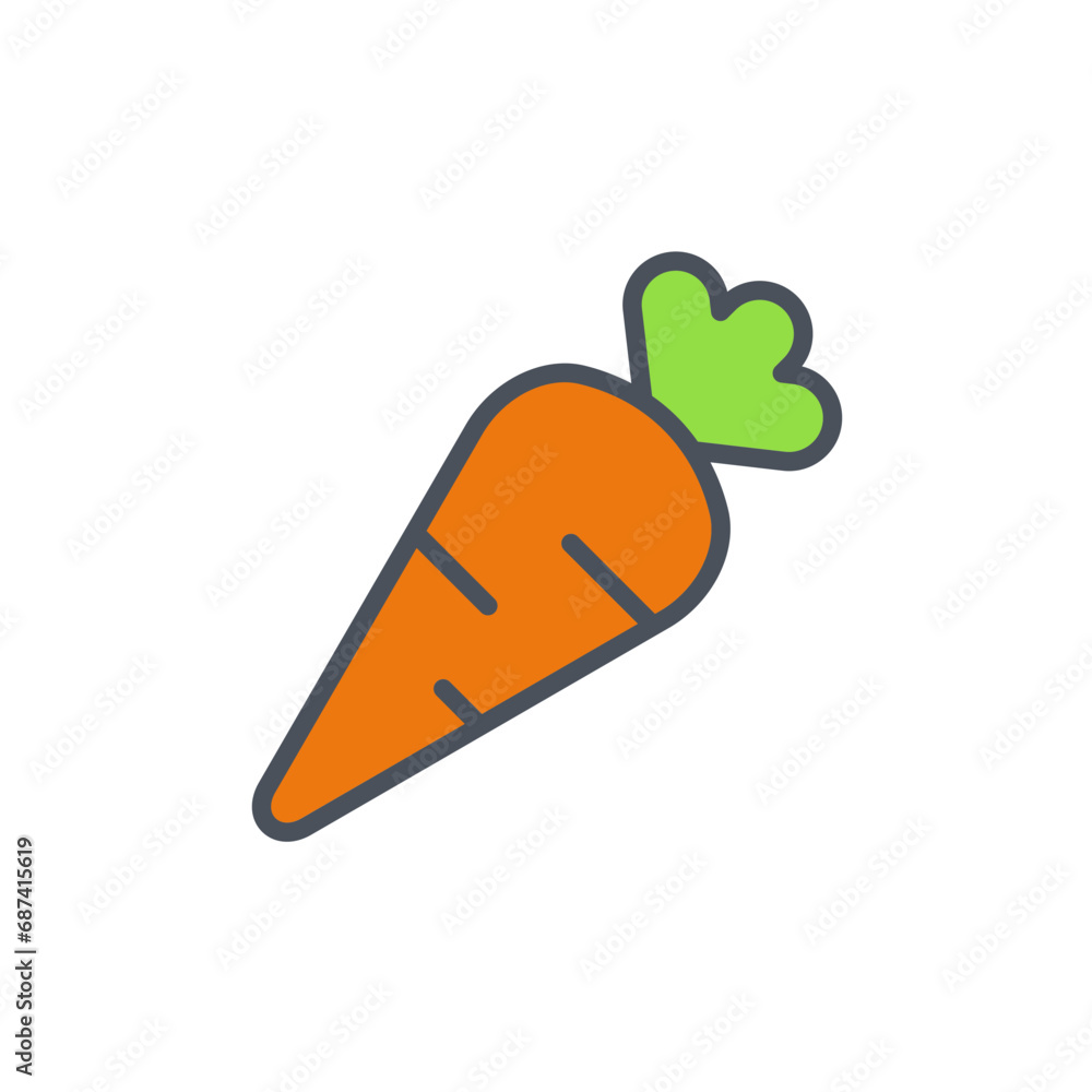 Poster vector sign of the carrot symbol isolated on a white background. icon color editable.