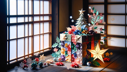 Origami Christmas Gift Box by Japanese Window