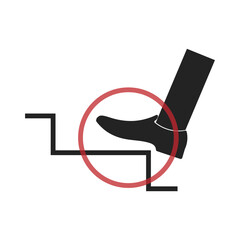 Naklejka premium Isolated pictogram sign of watch your step with illustration man foot climbing up stairs