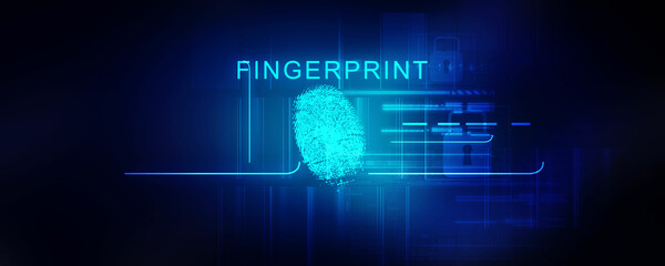 2d Illustration Fingerprint Scanning Technology Concept 
