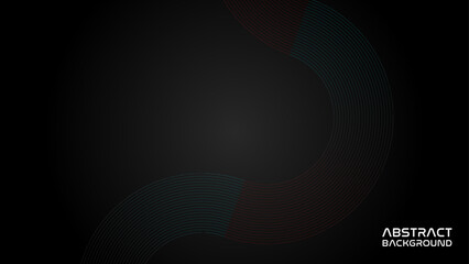 Abstract grey and red circle line vector on dark background. Modern simple overlap circle lines texture creative design. Futuristic technology concept. Suit for poster, banner, brochure, website.
