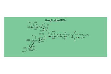 Molecular structure diagram of Ganglioside GD1b green Scientific vector illustration.