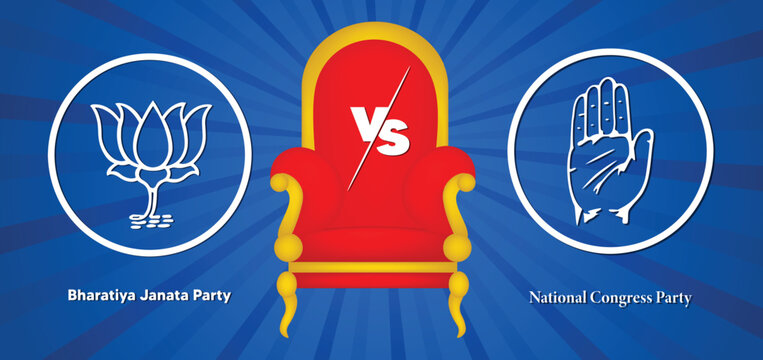 general election result 2024 bjp vs congress vector poster