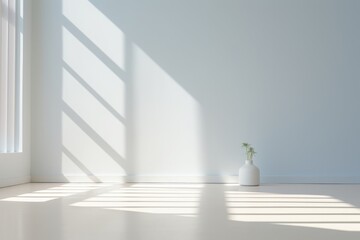 White wall with reflection light falling of from the window. Minimal universal abstract light white...