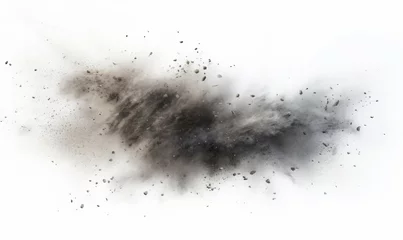Fotobehang flying debris with dust isolated, Generative AI © Visual Prospects