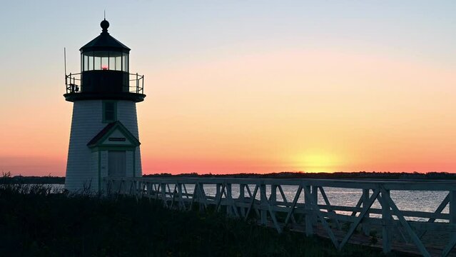 Sunrise at Brant Point Lighthouse, Nantucket Island, Massachusetts, USA