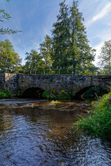 Fototapeta na wymiar Historische Bogenbrücke über den Flusslauf der Thulba in der Gemeinde Thulba, Landkreis Bad Kissingen, Unterfranken, Franken, Bayern, Deutschland